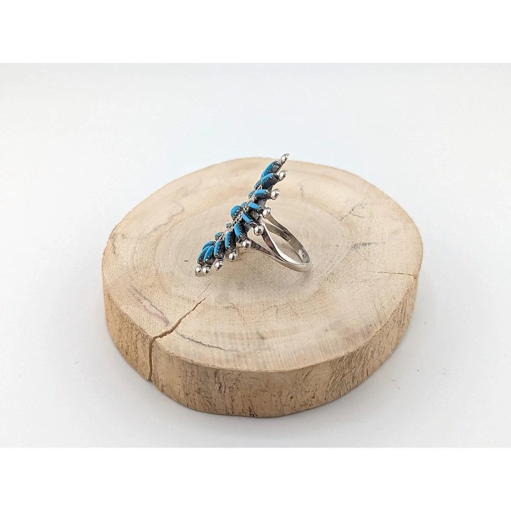 Zuni Ring Turquoise Cluster Auth Native American Handmade Jewelry sz 9.5 **‎